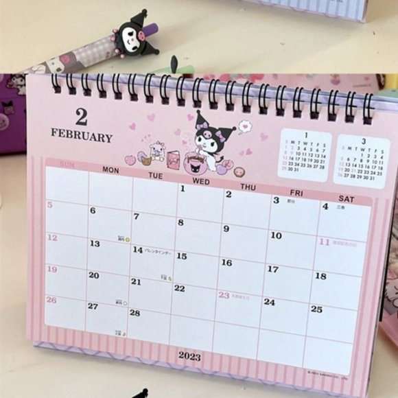 SANRIO KUROMI CALENDAR 2023 Desk or Wall Monthly Pages with Stickers - Picture 2 of 4